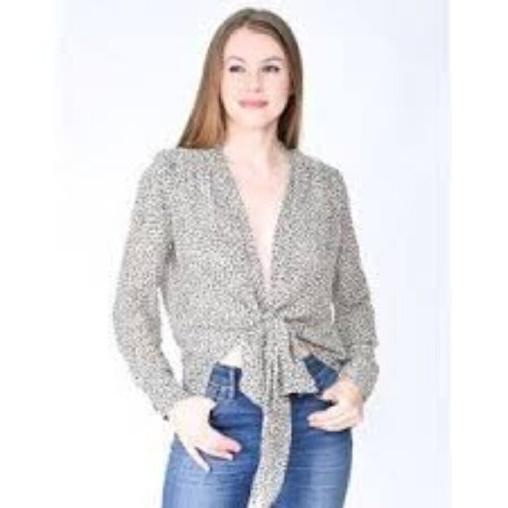 NWOT Calvin Luo | Black & White Animal Print Blouse Size Small